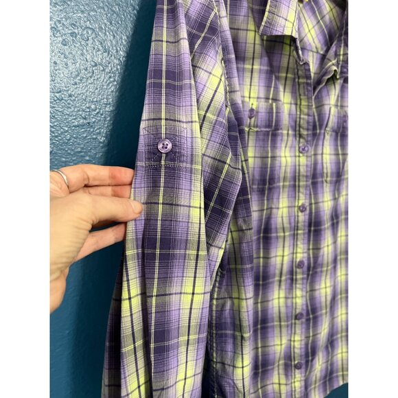 Cabelas Purple & Yellow Plaid Button-Up Shirt Womens L/G - Picture 5 of 9